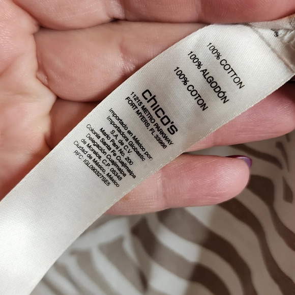 NWT Chico's popover 3/4 sleeve brown zebra cotton shirt. Size 3. XL - Picture 12 of 16